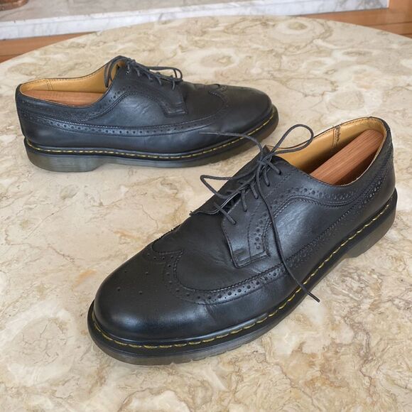 Dr. Martens 11845 Yellow Stitch Leather Wingtip Brogues - Picture 7 of 16